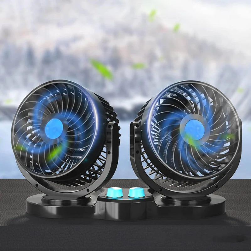 Ventilador Auto Doble Para Auto 12v 360°